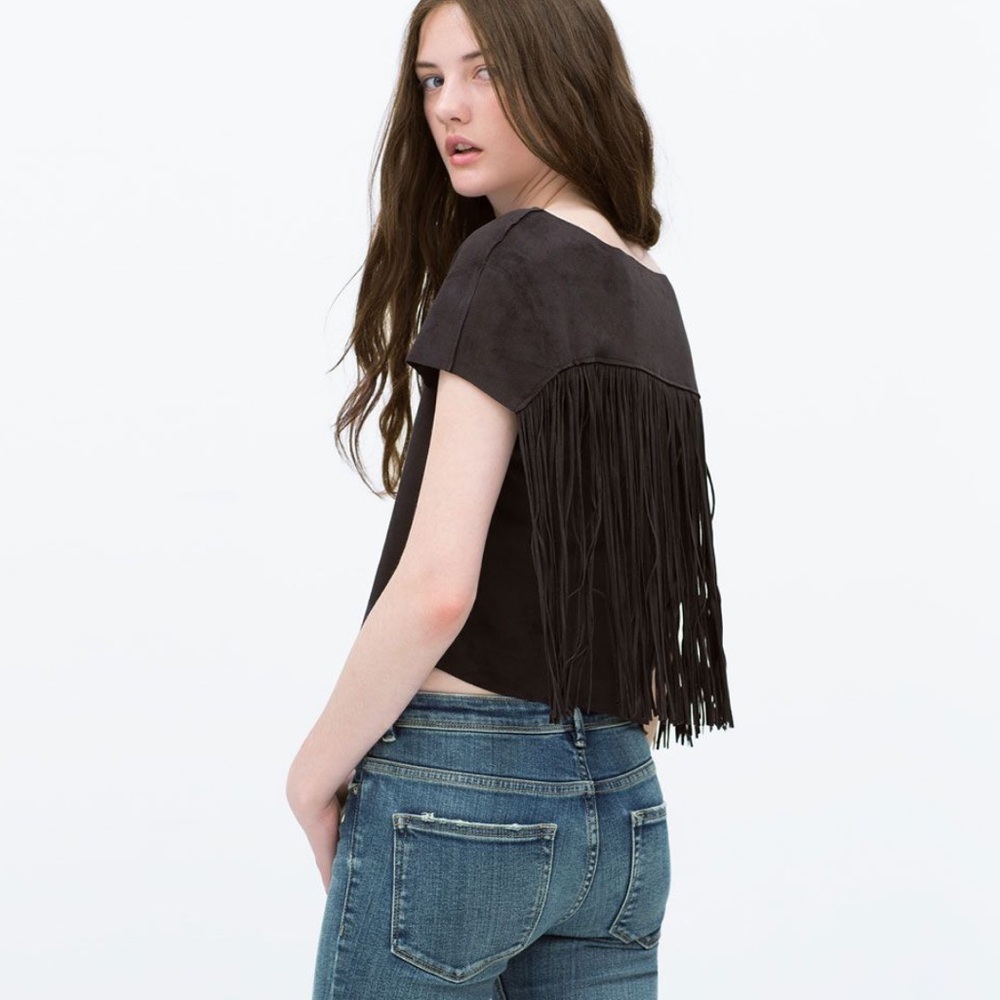 Zara faux fur crop top